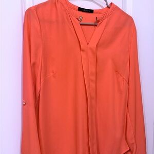 In Style Women's Coral Blouse - Gold Bar Detail ✨🧡